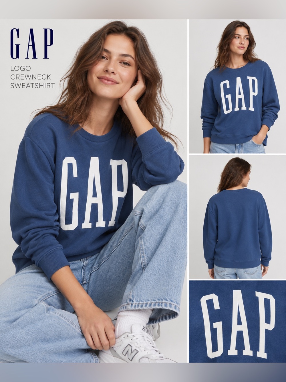 GAP Blue Logo Crewneck Sweatshirt Pullover Size Large
